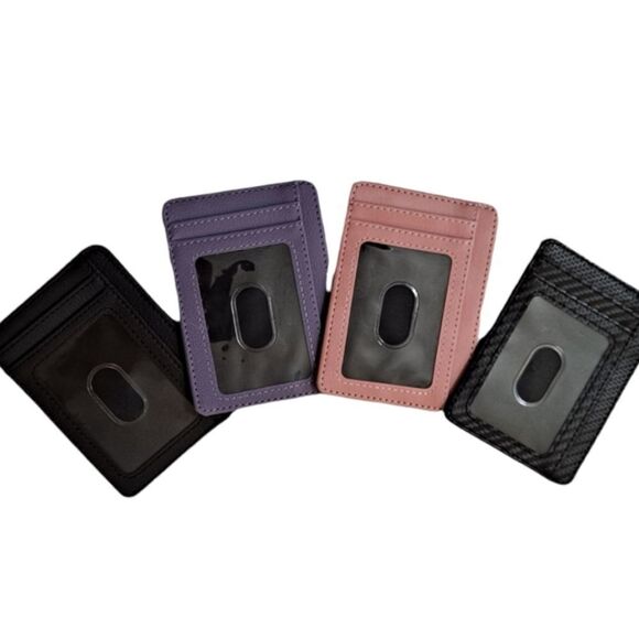 RFID Wallet Black Pink Black Textured - Picture 1 of 7